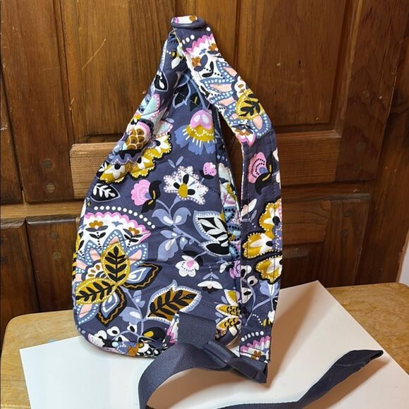 Vera Bradley Gray and Yellow sling crossbody bag with colorful Design - Picture 2 of 5